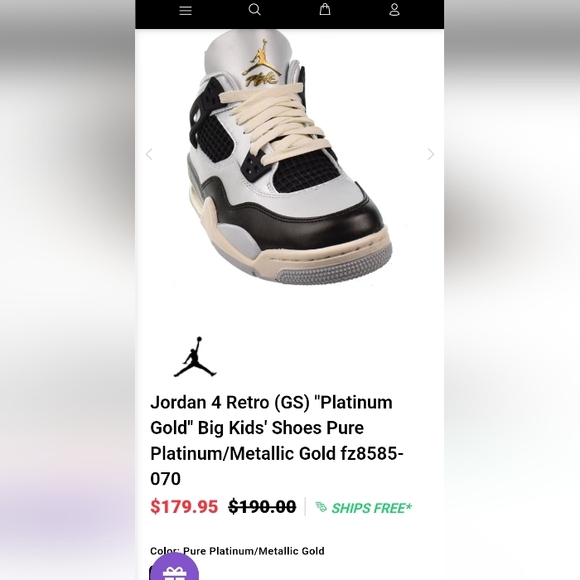 Jordans 4 Retro Gold,Black And White - Picture 6 of 6